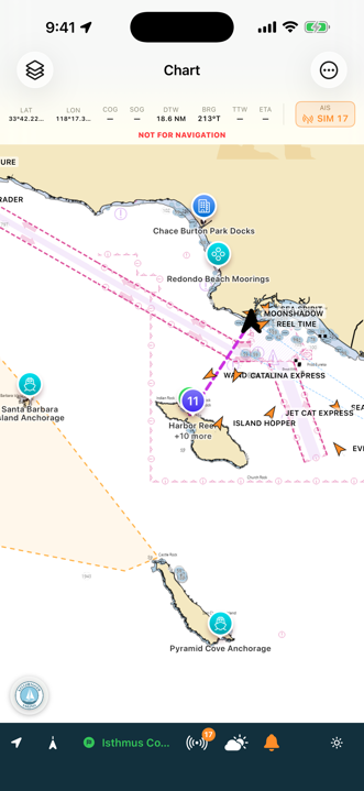 Chart with a live Small Craft Advisory shaded amber over the outer waters